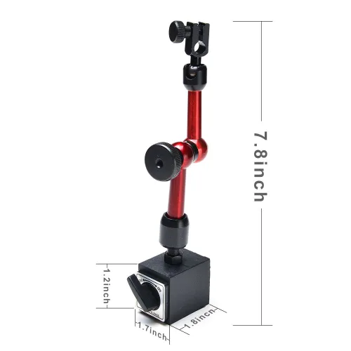 Vista 3 de AGPtek® Soporte de base magnética ajustable rojo de 3 articulaciones para indicador de esfera digital