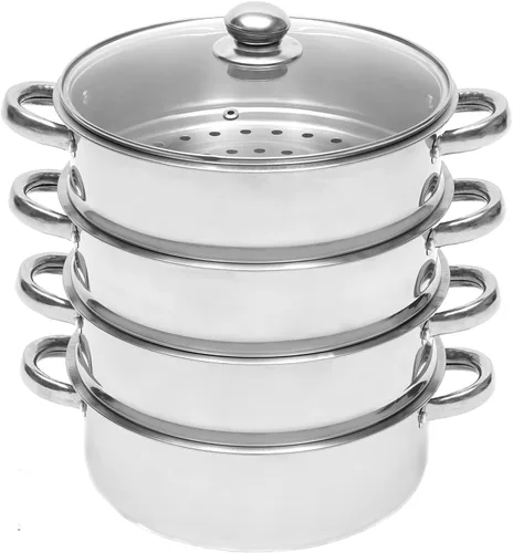 Vista 15 de Steamer Pot,5-Tier Stainless Steel Stockpot Steamers with Glass Lid and Anti-Scalding Handles,Polishing Steamer Cookware Pot for Induction Cookers