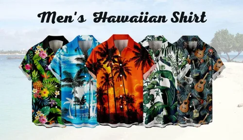 Vista 5 de HAPNBCELE Camisa hawaiana para hombre, diseño de bandera tropical americana, estampado navideño, casual, manga corta, hawaiana con botones