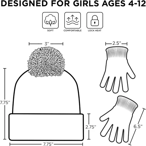Vista 6 de Disney Conjunto de gorro y guantes de invierno para niñas de 2 a 4 años o sombrero Encanto y guantes para niños de 4 a 7 años