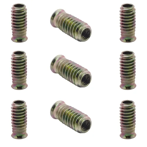 Vista 14 de MroMax 20 piezas de insertos de tuerca para muebles M6x10mm, acero al carbono, zincado, hexagonal interno, tornillo con brida, insertos de madera