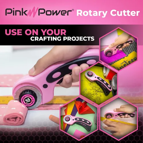 Vista 5 de Pink Power - Tijeras eléctricas de tela para manualidades, costura, cartón, alfombra y scrapbooking - Herramienta de corte de alta resistencia