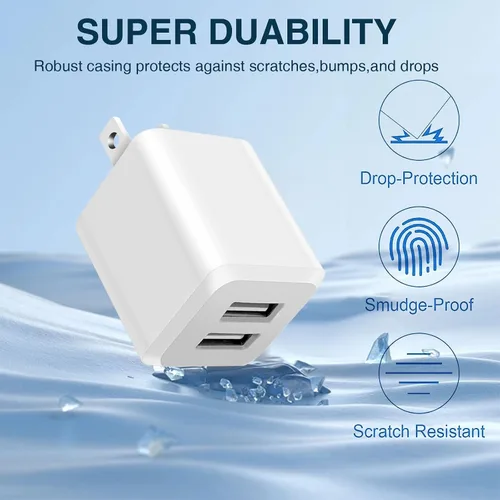 Vista 3 de Cargador de pared USB, caja de carga de bloque de enchufe de cargador de cubo de doble puerto Dual Port Wall Charging Adapter,USB A