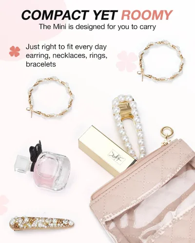 Vista 7 de BAGSMART Estuche organizador de joyas de viaje, bolsa de almacenamiento portátil para viajes, bolsa de joyería para collares, aretes, anillos