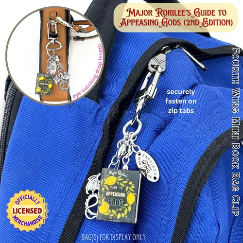 Vista 29 de CUARTA ALA Rebecca Yarros Mini Bolsa de libro Clip Llavero Monedero Mochila Cierre Cierre Licenciado Mercancía UPICK