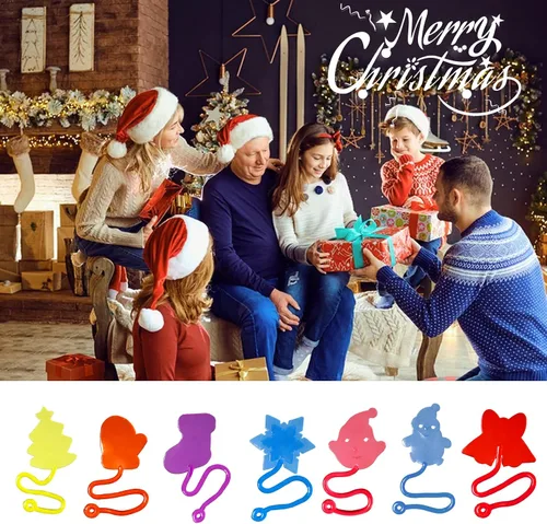 Vista 6 de 42 piezas de juguetes de manos adhesivas de Navidad para niños y niñas, estilos de Navidad, juguetes elásticos para rellenos de calcetines