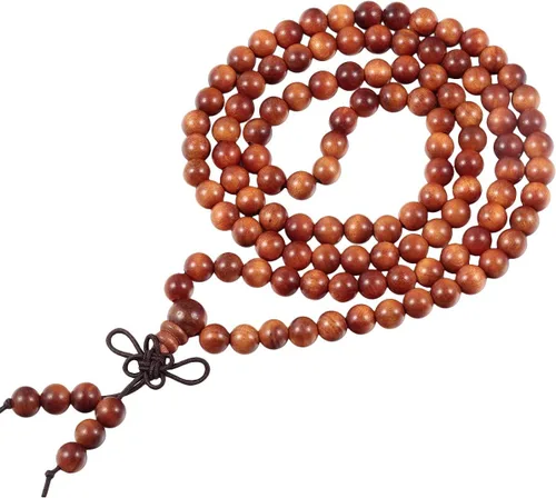 Vista 6 de TUMBEELLUWA Pulsera de 0.236 in con 108 cuentas de madera de oración de Mala para unisex, budista tibetano, meditación, rosario, estilo envolvente