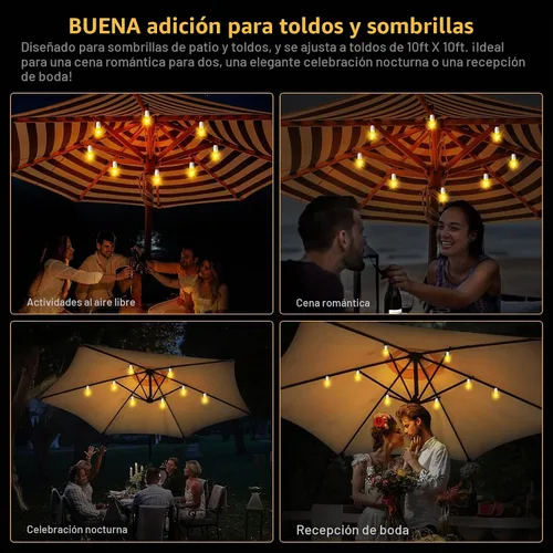 Vista 7 de Guirnalda de luces LED para toldo y paraguas, impermeable