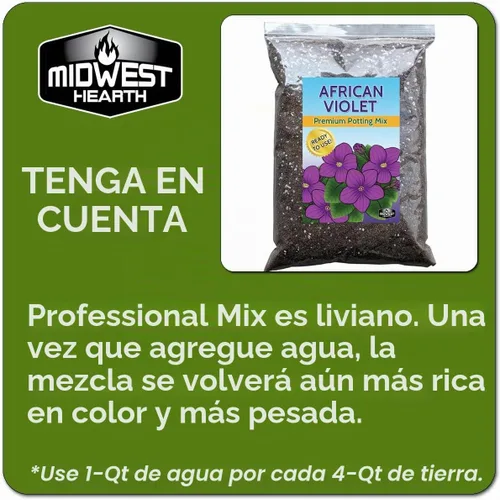 Vista 4 de Mezcla de tierra natural para macetas de violeta africana (hecha en Estados Unidos) (4 cuartos secos)