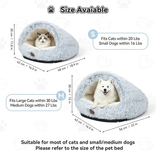 Vista 7 de YooxArmor Cama redonda para gatos, cama para perros pequeños y medianos Gris
