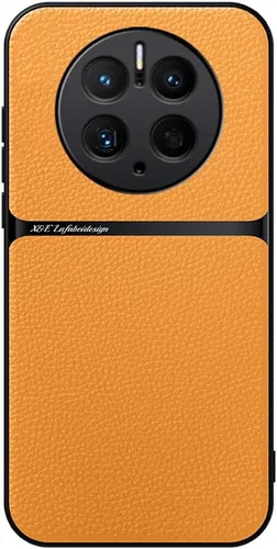 Vista 8 de Kepuch Funda compatible con Huawei Mate 50 Pro - Soporte magnético de grano de litchi Cubierta de placa de metal incorporada - Negro Negro