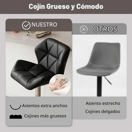 Vista 5 de GOTMINSI Taburete de bar giratorio de piel sintética de altura ajustable de 360° con respaldo, taburete de altura de mostrador para isla de cocina