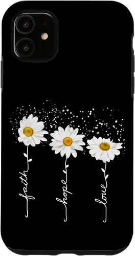 Vista 8 de Funda para iPhone 14 Pro Max Faith Hope Love para regalo, diseño de margaritas blancas