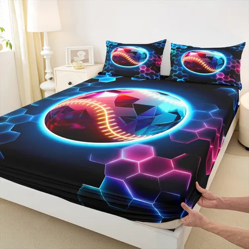 Vista 19 de Erosebridal Graffiti Rugby Ball Sheets for Boys Girls Colorful Rugby Helmet Fitted Sheet,Sports Kids Bedding Sets Football Game Bed Sets Twin 2 Piece