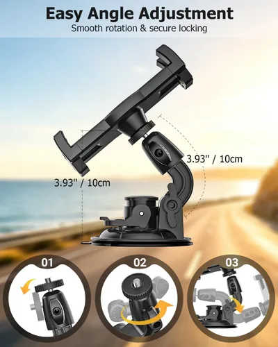 Vista 4 de Soporte resistente de la tableta del coche de la succión para el parabrisas, soporte de la tableta del camión Dashboard Window Mount with 1/4