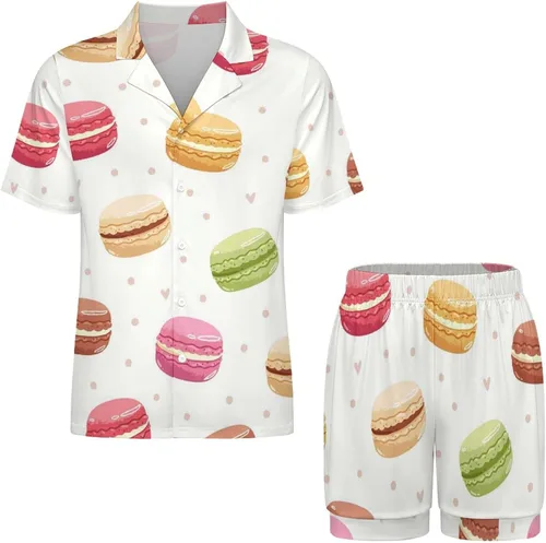 Vista 5 de Macaroon Pattern Women's Pajamas Sets Sleepwear Button Down Sets