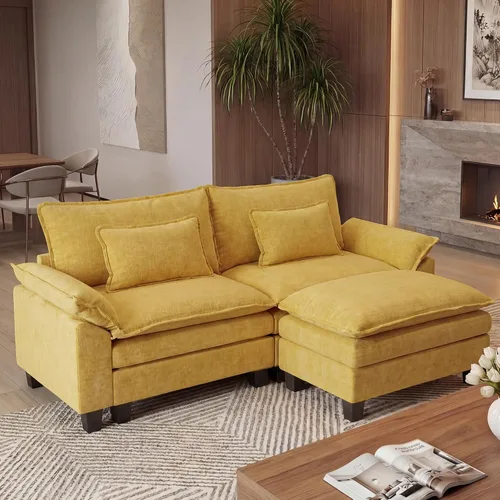 Vista 34 de URRED - Sofá seccional modular Cloud, sofá moderno en forma de L de 87" con profundidad de asiento con otomana y almohadas, ultra cómodo sofá