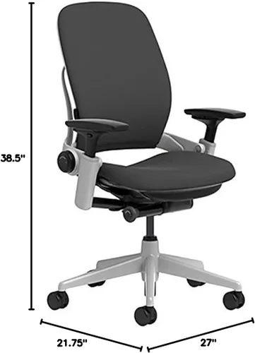 Vista 3 de Steelcase Silla de oficina Leap con ruedas duras tapizadas, regaliz Negro