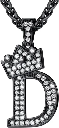 Vista 38 de U7 Crown Initial Number Necklace for Men Women A-Z Letter Pendant Chain a. Oro