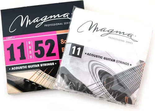 Vista 2 de Magma Cuerdas para guitarra acústica, calibre de luz regular 80/20, juego de bronce.011 - .052 (GA130B80), 1 juego
