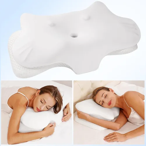 Vista 3 de 2 almohadas cervicales para aliviar el dolor de cuello, almohada cervical para dormir de lado, ergonómicas de espuma viscoelástica, almohadas