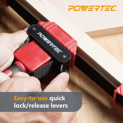 Vista 4 de POWERTEC Abrazaderas de correa para carpintería: abrazaderas de banda de liberación rápida con mango ergonómico, abrazadera ajustable para marco