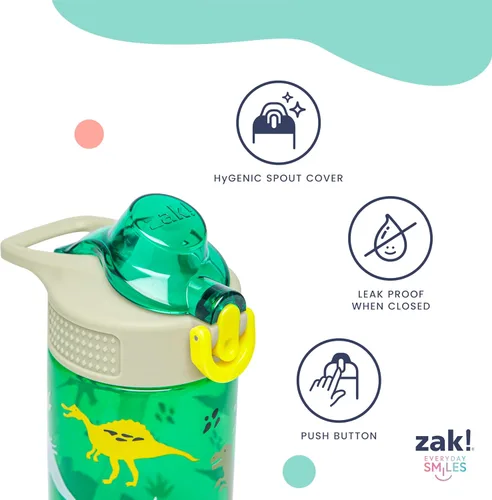 Vista 5 de Zak Designs Barbie Sage - Botella de agua para niños con popote a prueba