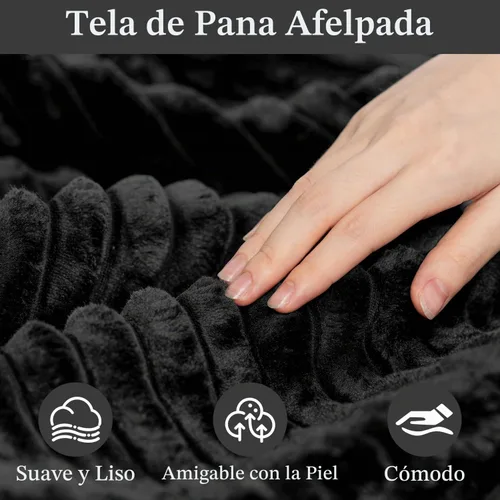 Vista 6 de Sofá modular en forma de U de 132 pulgadas, sofá modular para sala de estar, sofá moderno de pana de felpa de gran tamaño con consola central Negro