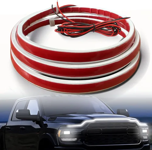Vista 7 de Tira de luz LED dinámica para capó de automóvil, 71 pulgadas, tira de luz diurna flexible para exterior, para automóvil, camión, SUV (2 piezas)