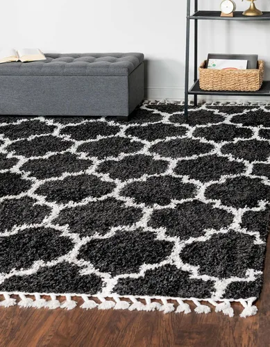 Vista 26 de Unique Loom Hygge Shag Collection - Alfombra de área enrejado (2 pies 2 pulgadas x 3 pies, rectangular, marfil / gris)
