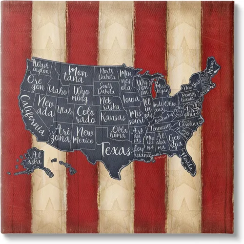 Vista 8 de Stupell Industries Placa de pared con mapa de Estados Unidos, color rojo, blanco y azul, fabricado con orgullo en Estados Unidos