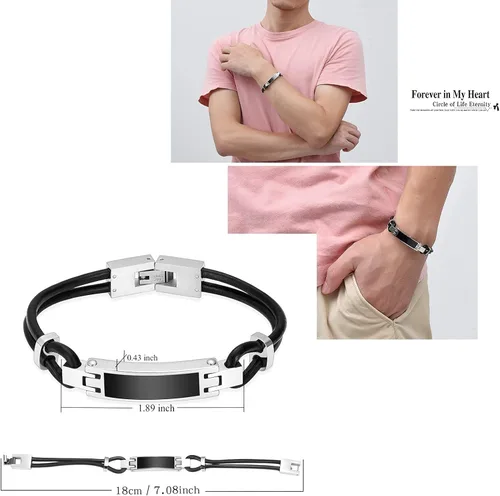 Vista 6 de Hearbeingt Pulsera de urna de cremación para cenizas de piel auténtica, pulsera de cremación, urna de recuerdo para cenizas para hombres y mujeres