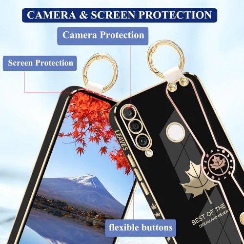 Vista 7 de Funda de teléfono para Huawei P30 Lite con correa para la muñeca y anillo para el dedo, bonita funda protectora estética de silicona delgada a