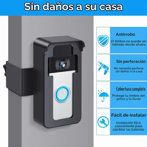 Vista 3 de Soporte de puerta para timbre de video antirrobo compatible con timbre de video Ring 4/3/3 Plus/2/1/(versión 2020), soporte de montaje sin taladro