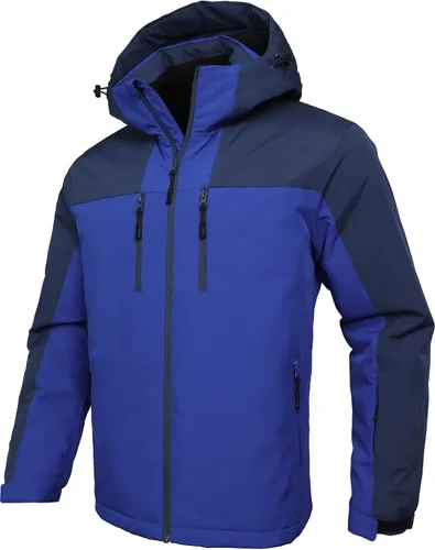 Vista 7 de GEMYSE Chaqueta de esquí para hombre, abrigos de invierno, chaqueta de nieve impermeable, parka cálida con capucha, impermeables con múltiples