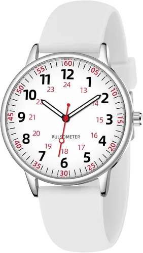 Vista 8 de Reloj de enfermera para mujer, resistente al agua, analógico, de silicona, con segundero, reloj de enfermería