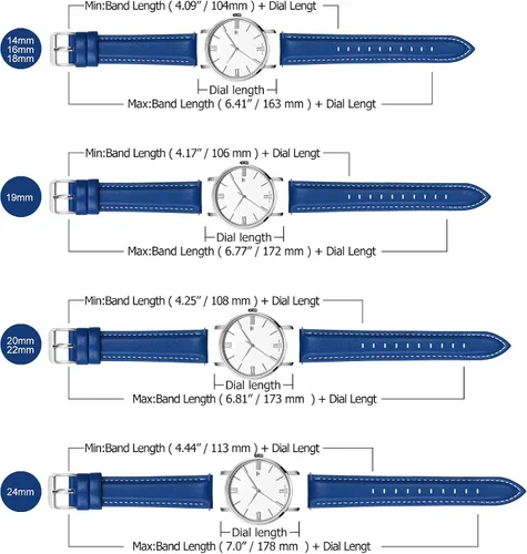 Vista 6 de Fullmosa Genuine Leather 14mm 16mm 18mm 19mm 20mm 22mm and 24mm Watch Bands, Quick Release Watch Band for Men and Women, Fits Samsung Galaxy Watch
