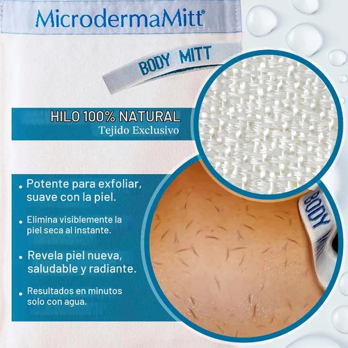 Vista 2 de MicrodermaMitt Manopla exfoliante profunda original para cuerpo, removedor de piel turco Kessa muerta y exfoliante corporal para queratosis pilaris