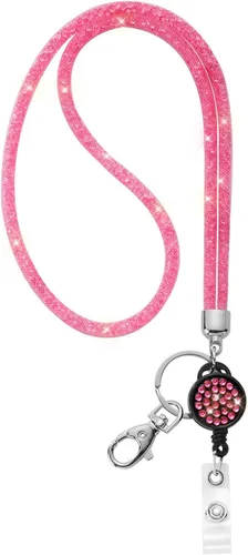Vista 10 de SAVORI Cordón de llavero brillante de 32.9 pulgadas, con diamantes de imitación de cristal, correa para el cuello para mujeres, niños, profesores