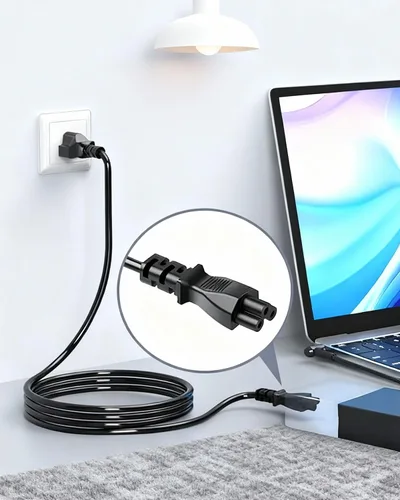 Vista 7 de Superer Cable de alimentación de CA C5 de 4 pies y 3 clavijas, cable