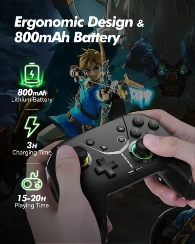 Vista 8 de Wireless Switch Pro Controller for Nintendo SwitchLiteOLED, Bluetooth Gaming Controller for iPhoneAndroidPhonePCSteamMaciOSiPadTV with