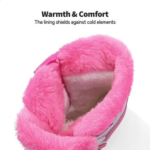 Vista 4 de DREAM PAIRS Botas de nieve de invierno para niños y niñas, hasta la pantorrilla