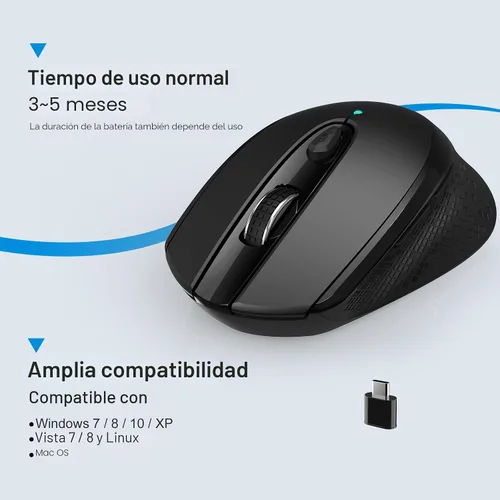 Vista 4 de RaceGT - Ratón inalámbrico USB C, tipo C silencioso para MacBook Air/Pro, ratones de computadora de 2.4 G inalámbricos con 6 botones y 3 niveles