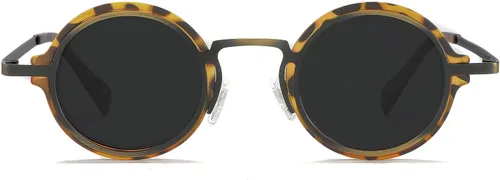 Vista 3 de Technigadgets Dante Steampunk - Gafas de sol polarizadas redondas vintage para hombre, marco de metal, protección UV