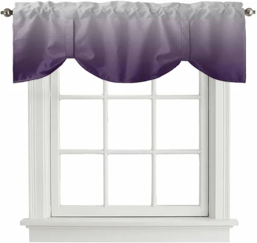 Vista 10 de Cenefa de cenefa gris degradado negro y gris para ventanas, cenefa ajustable de 60 x 18 pulgadas, cenefas para cocina, sala de estar, bolsillo