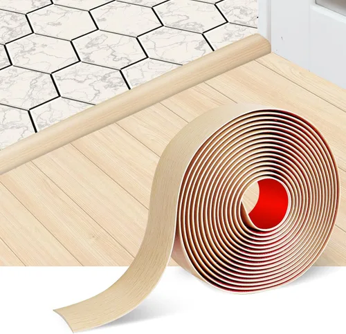 Vista 12 de Tira de transición de suelo autoadhesiva, tiras de cobertura de suelo laminado de vinilo de 1.57 pulgadas de ancho, divisores planos