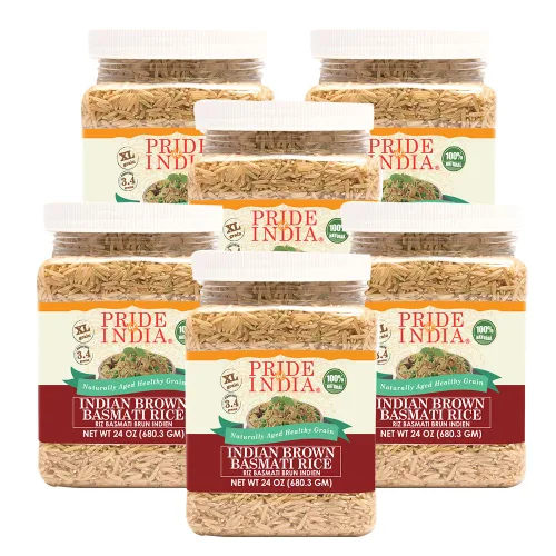 Vista 8 de Pride Of India - Arroz Basmati marrón extra largo - Grano saludable envejecido naturalmente, tarro de 1.5 libras