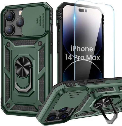 Vista 36 de Goton Funda para iPhone 14 Plus con Protector de Pantalla - Funda con Cubierta Deslizante para Cámara con Soporte de Anillo, Resistente de Grado
