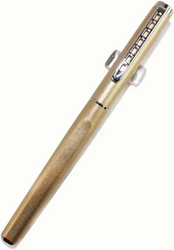 Vista 2 de Gullor Elegante pluma estilográfica dorada Jinhao 699 con punta fina con convertidor de tinta Push Tyle