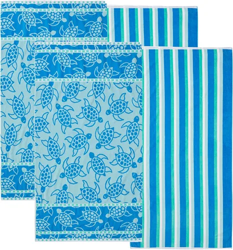 Vista 13 de Great Bay Home Toallas de playa 100% algodón, paquete de 4 toallas de piscina de 30 x 60 pulgadas, toallas absorbentes y de secado rápido